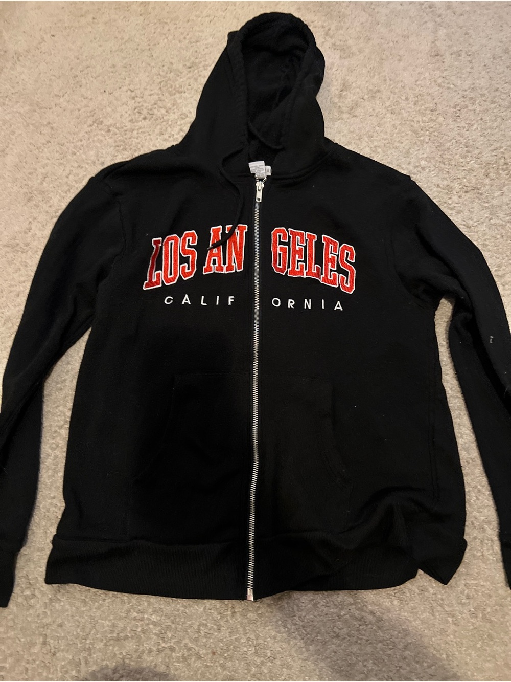 Los Angeles California Black Zip-Up Hoodie